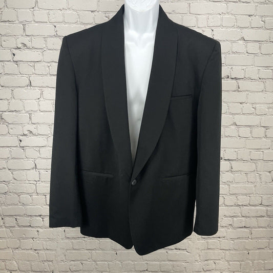 Officer Gentleman Black Tuxedo Suit Blazer One Button Ventless Jacket Medium M