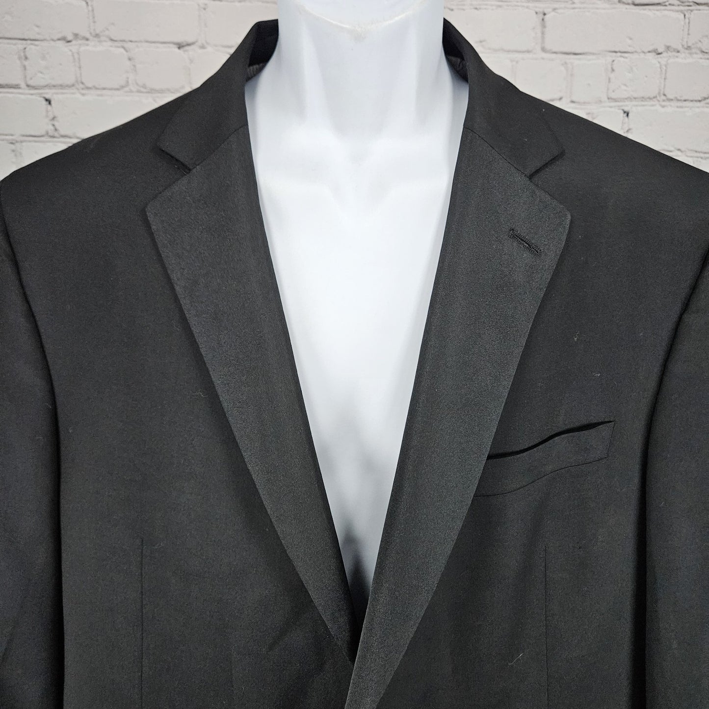 Saks Fifth Avenue Black 100% Wool Super 110's 2 Button Tuxedo Blazer Jacket 46L