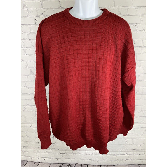 VTG Patrick O’Connor Red Wool Acrylic Pullover Long Sleeve Knit Sweater Mens XL