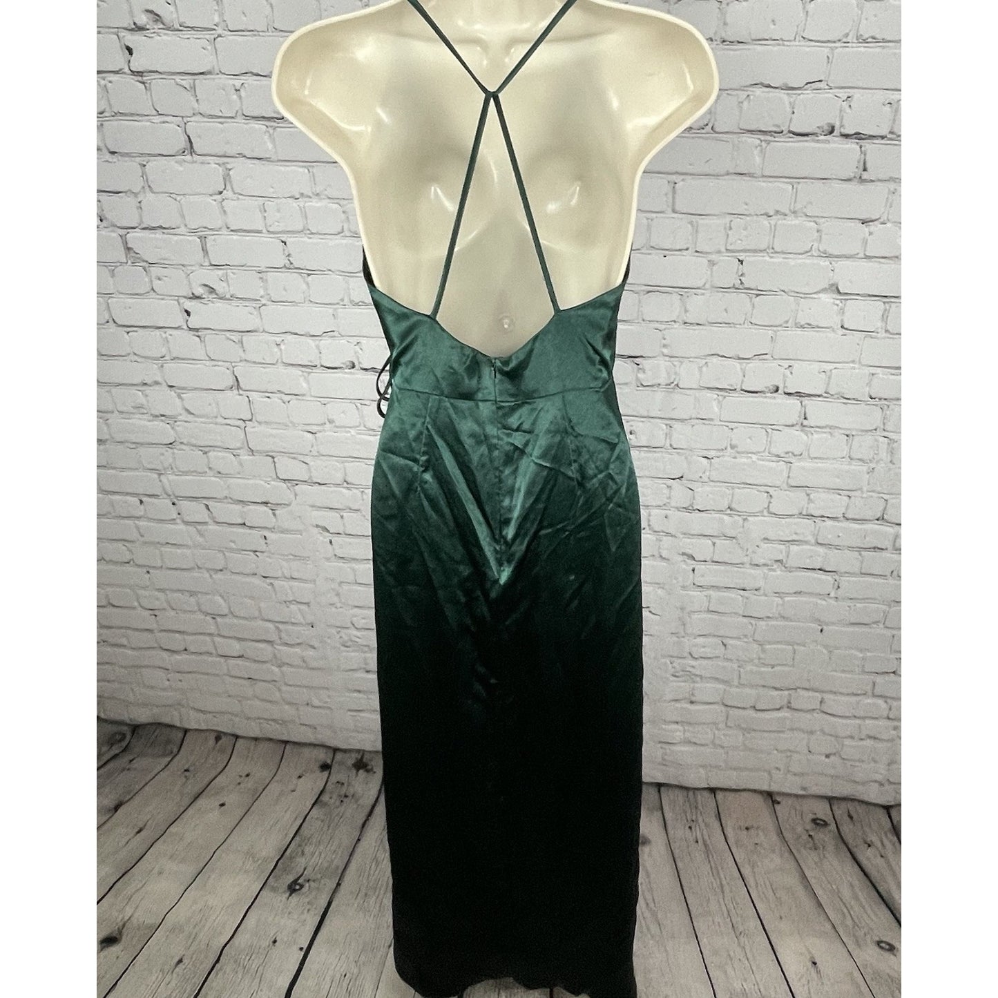 Jenny Yoo Green Strappy Backless Wrap Tie Bridesmaid Maxi Dress Gown Size 4