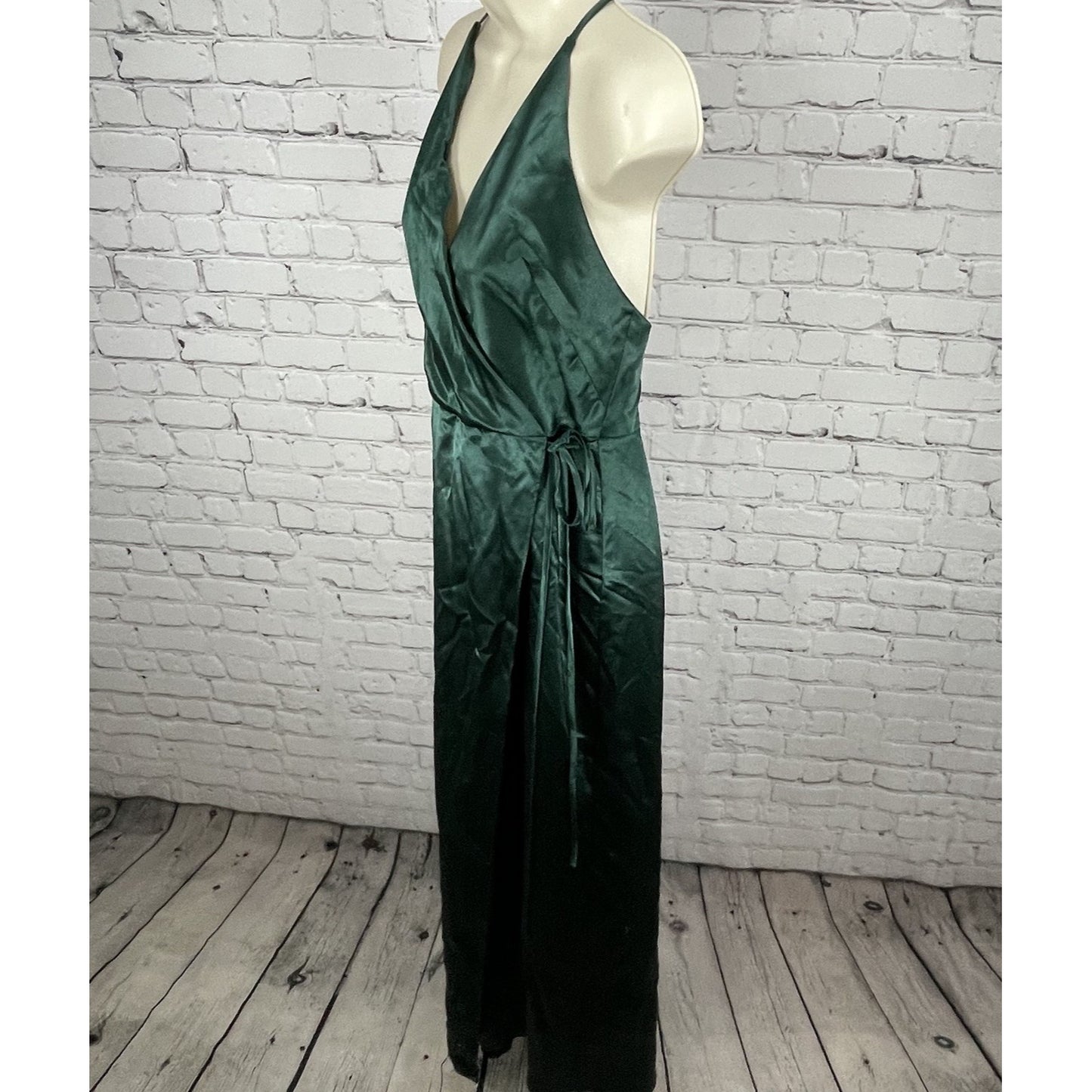 Jenny Yoo Green Strappy Backless Wrap Tie Bridesmaid Maxi Dress Gown Size 4