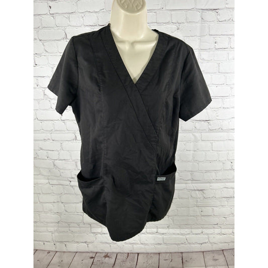 Grey’s Anatomy By Barco Scrub Top Womens Black Elastic Waist V Neck Medium M