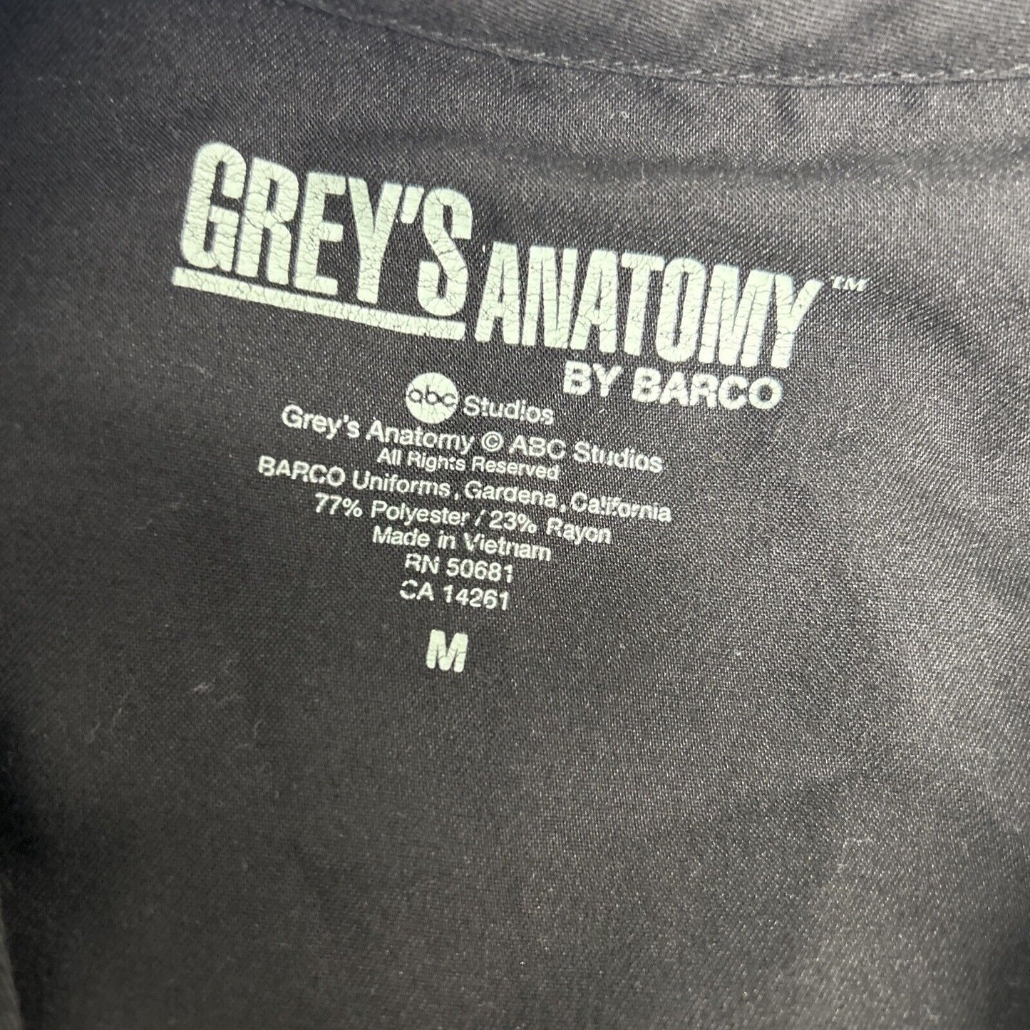 Grey’s Anatomy By Barco Scrub Top Womens Black Elastic Waist V Neck Medium M