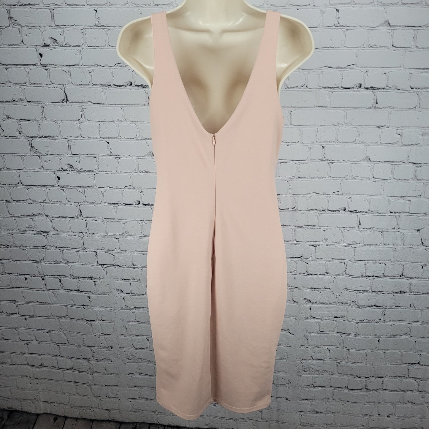 Lulus Pink Sleeveless Plunge Side Slit Stretch Lined Midi Bodycon Dress USA M