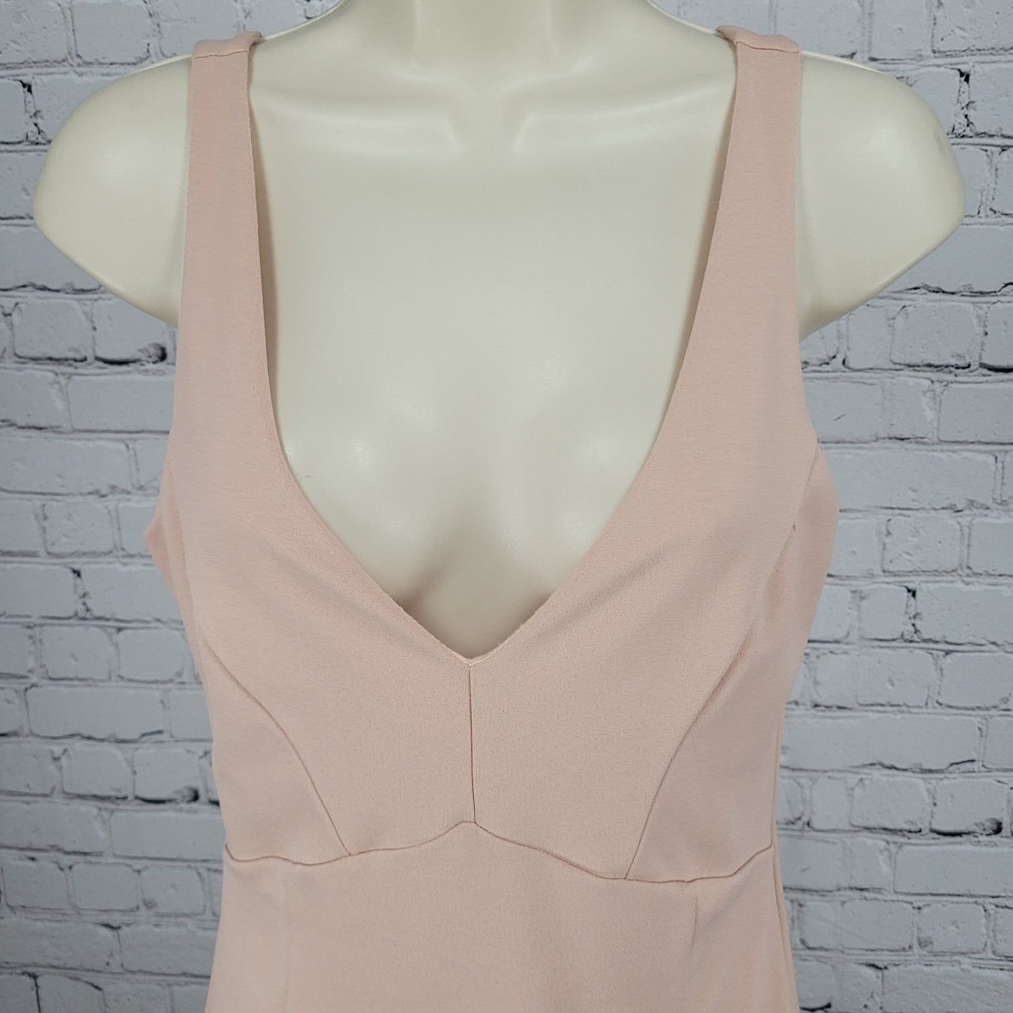 Lulus Pink Sleeveless Plunge Side Slit Stretch Lined Midi Bodycon Dress USA M