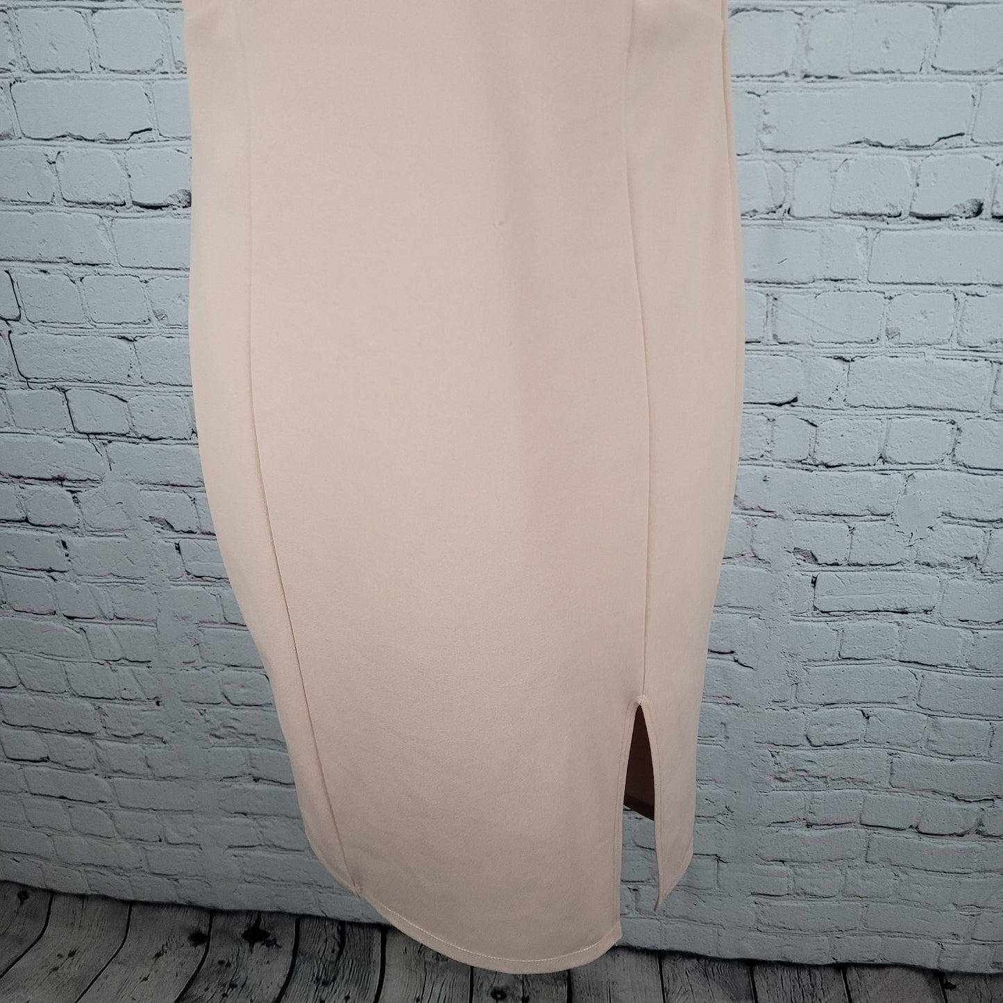 Lulus Pink Sleeveless Plunge Side Slit Stretch Lined Midi Bodycon Dress USA M