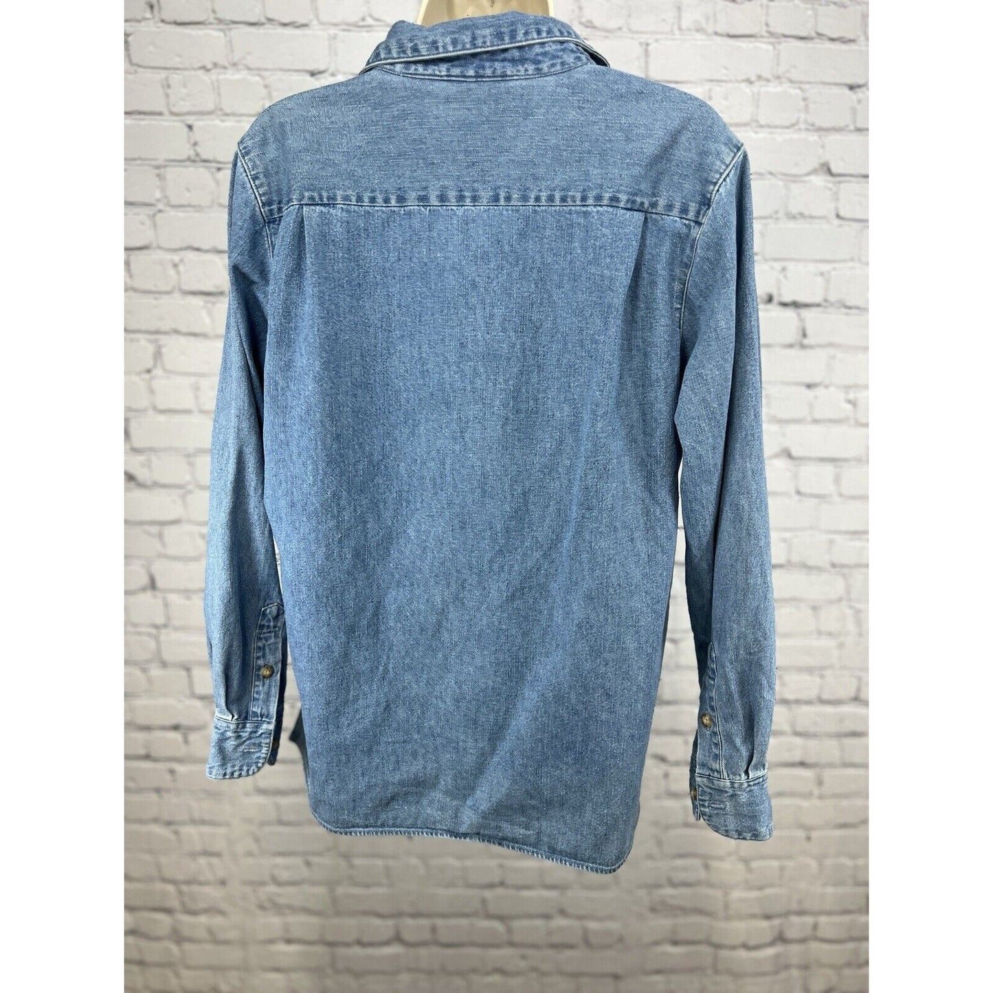 The Quacker Factory Cotton Denim Button Shirt Shacket Rhinestone Women’s Size M