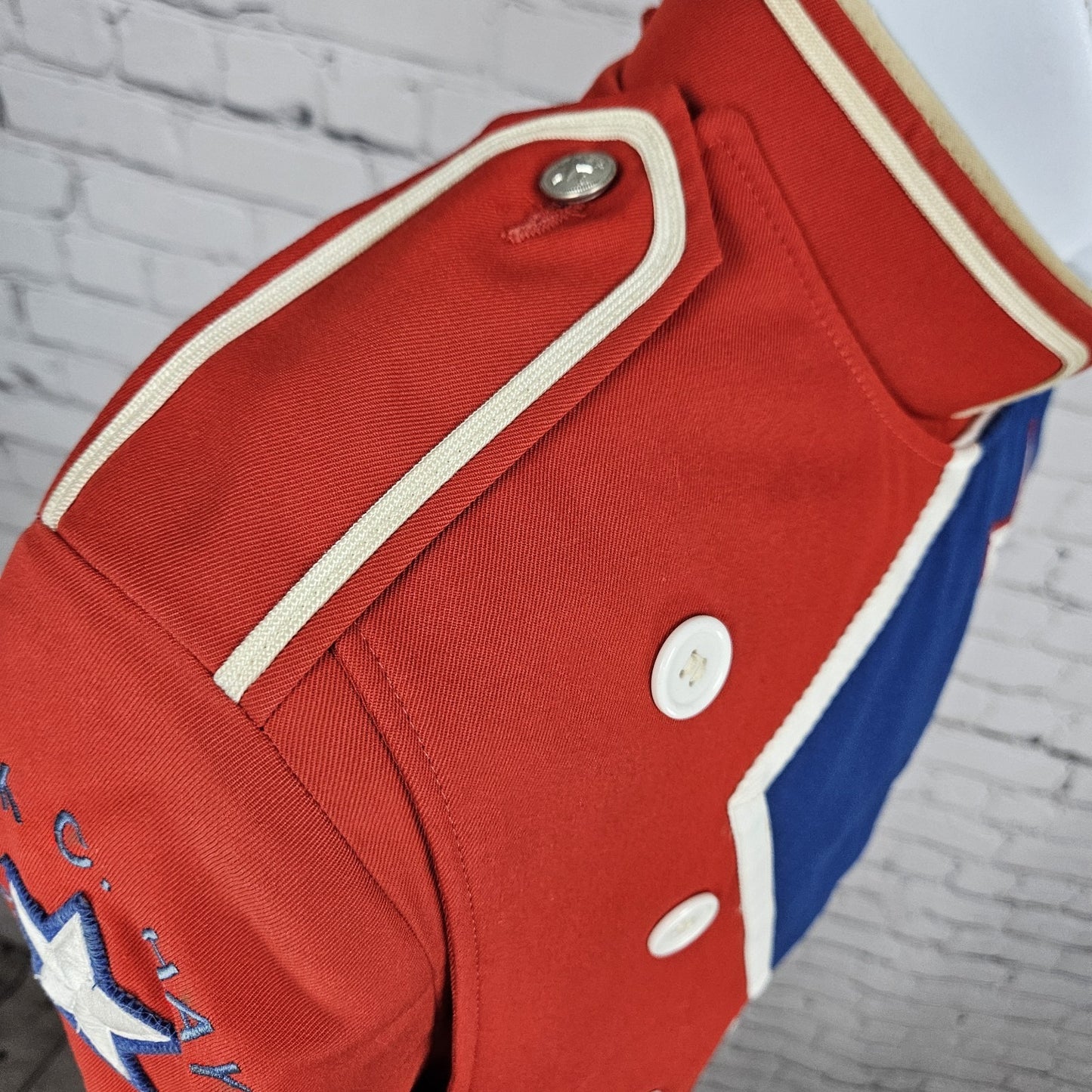 VTG Fruhauf Jack C Hays Rebel Marching Band Red White Blue Uniform US 36R