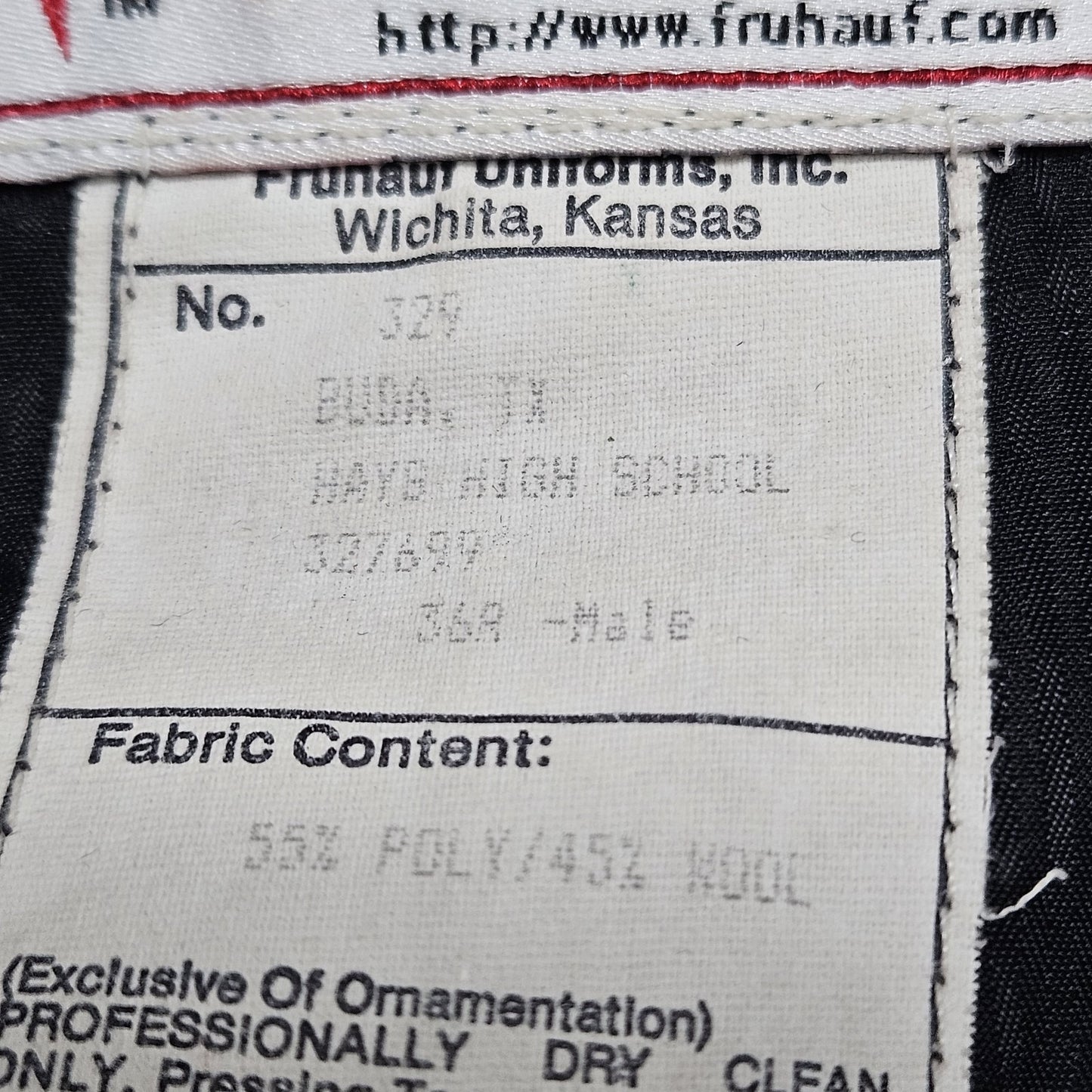 VTG Fruhauf Jack C Hays Rebel Marching Band Red White Blue Uniform US 36R