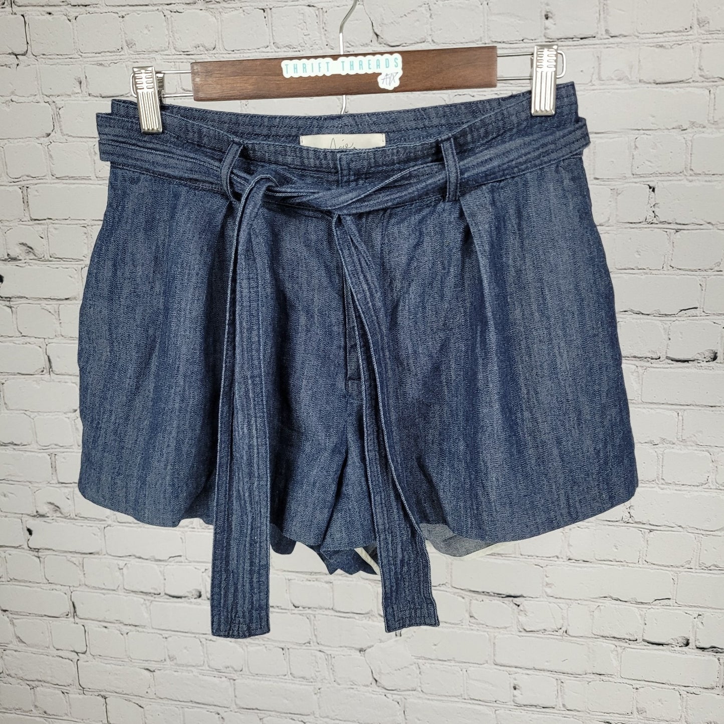 JOIE Blue 100% Cotton Chambray Belted High Rise Lightweight Shorts Size 4 (27x2)