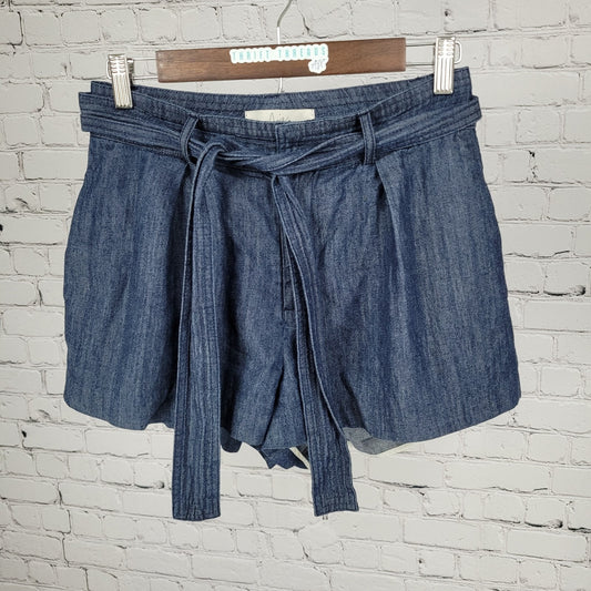 JOIE Blue 100% Cotton Chambray Belted High Rise Lightweight Shorts Size 4 (27x2)