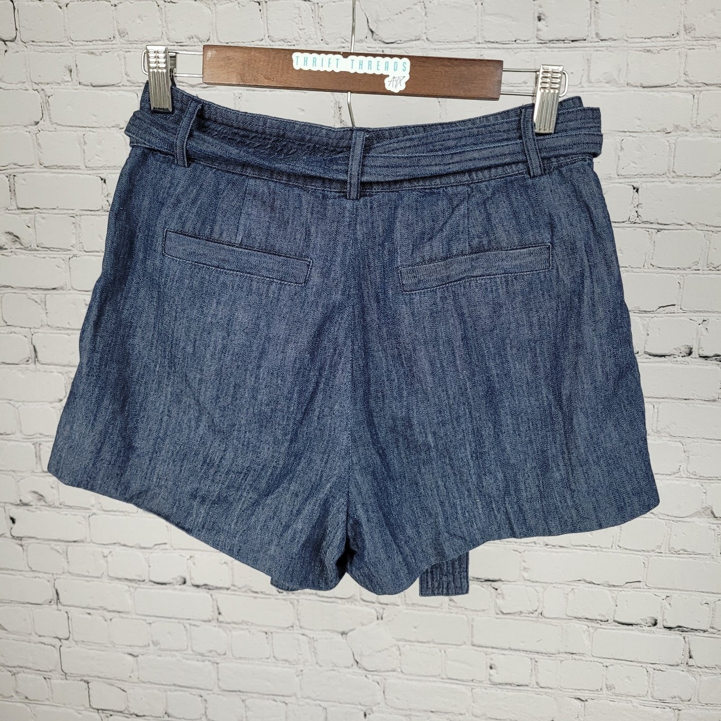 JOIE Blue 100% Cotton Chambray Belted High Rise Lightweight Shorts Size 4 (27x2)