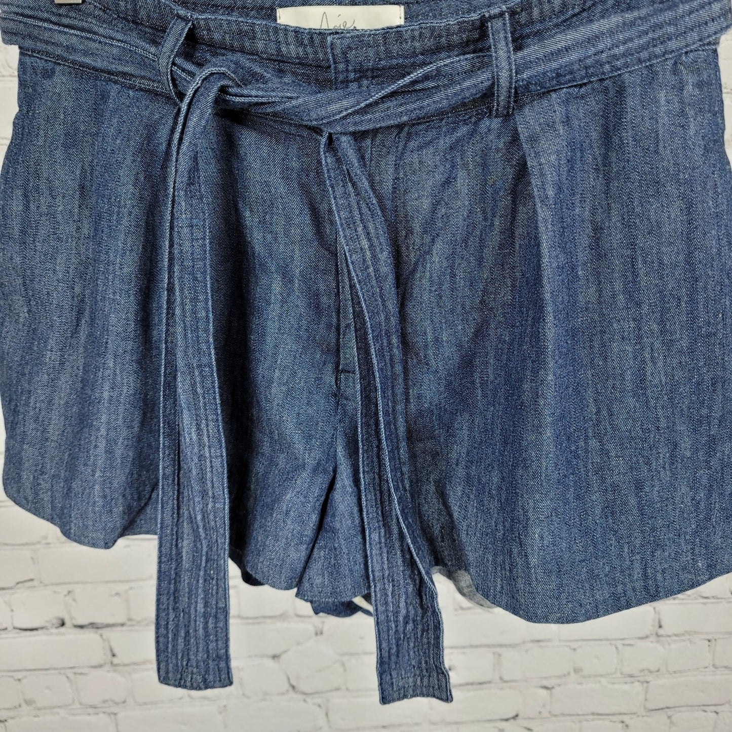 JOIE Blue 100% Cotton Chambray Belted High Rise Lightweight Shorts Size 4 (27x2)