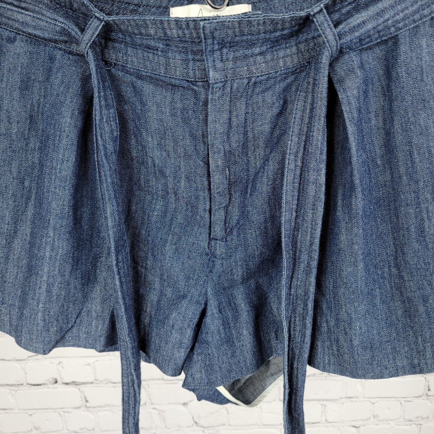 JOIE Blue 100% Cotton Chambray Belted High Rise Lightweight Shorts Size 4 (27x2)
