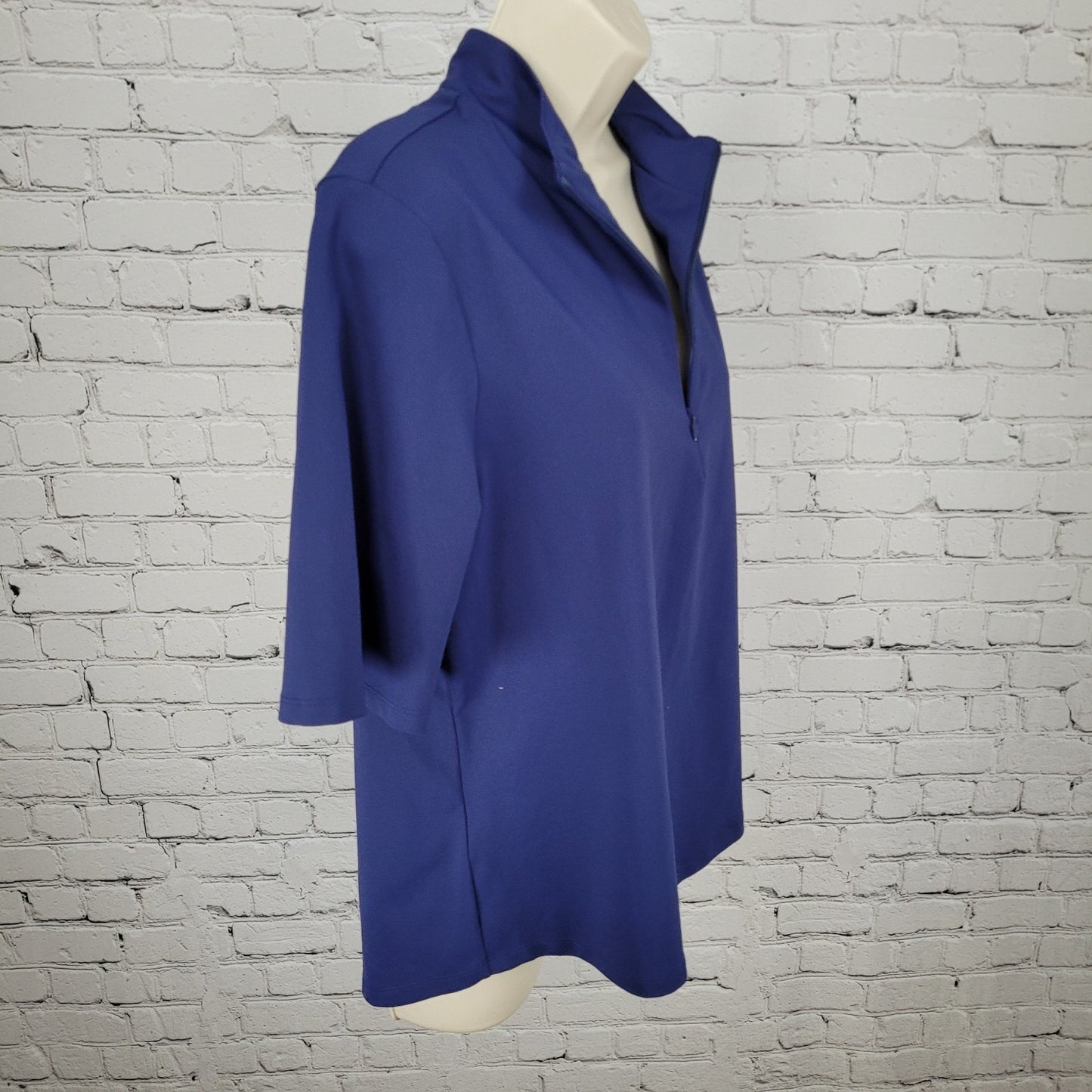 Tommy Bahama Navy IslandZone Activewear Stretch Zipped Short Sleeve Top Shirt L