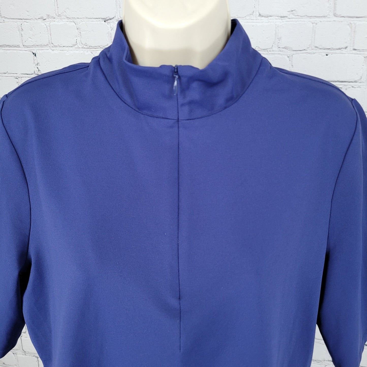 Tommy Bahama Navy IslandZone Activewear Stretch Zipped Short Sleeve Top Shirt L