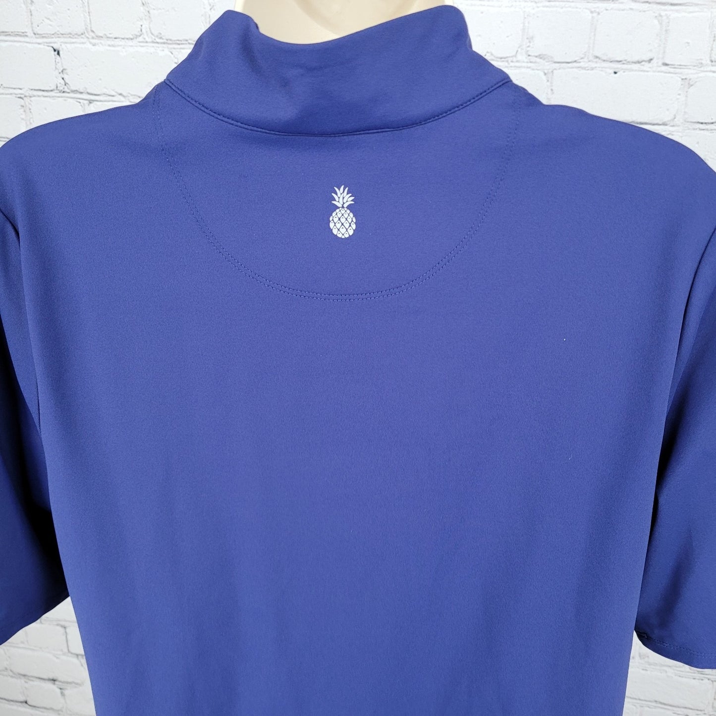 Tommy Bahama Navy IslandZone Activewear Stretch Zipped Short Sleeve Top Shirt L