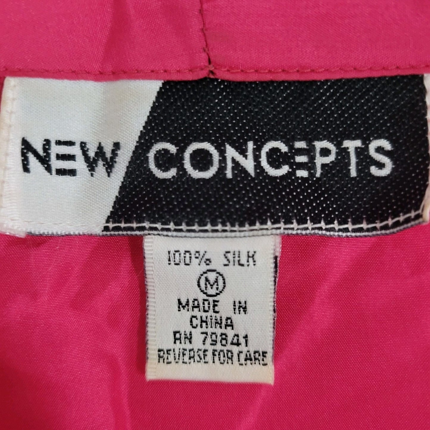 New Concepts Pink 100% Silk Lightweight Button Up Short Sleeve Top Medium M