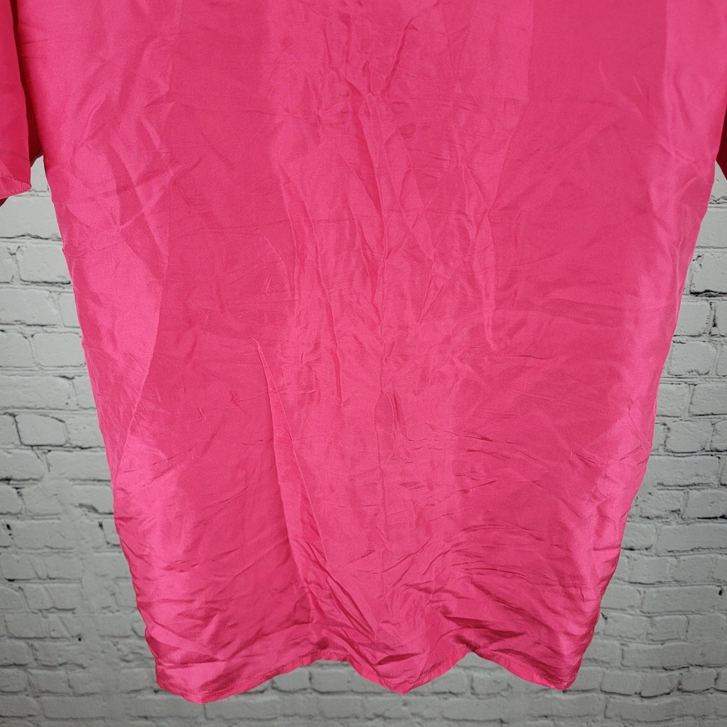 New Concepts Pink 100% Silk Lightweight Button Up Short Sleeve Top Medium M