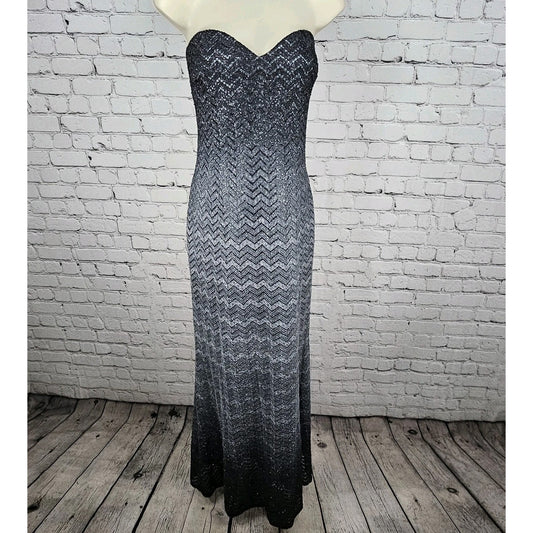 VTG Jump Apparel Wendye Chaitin Grey Ombre Shimmer Strapless Long Dress US 17/18