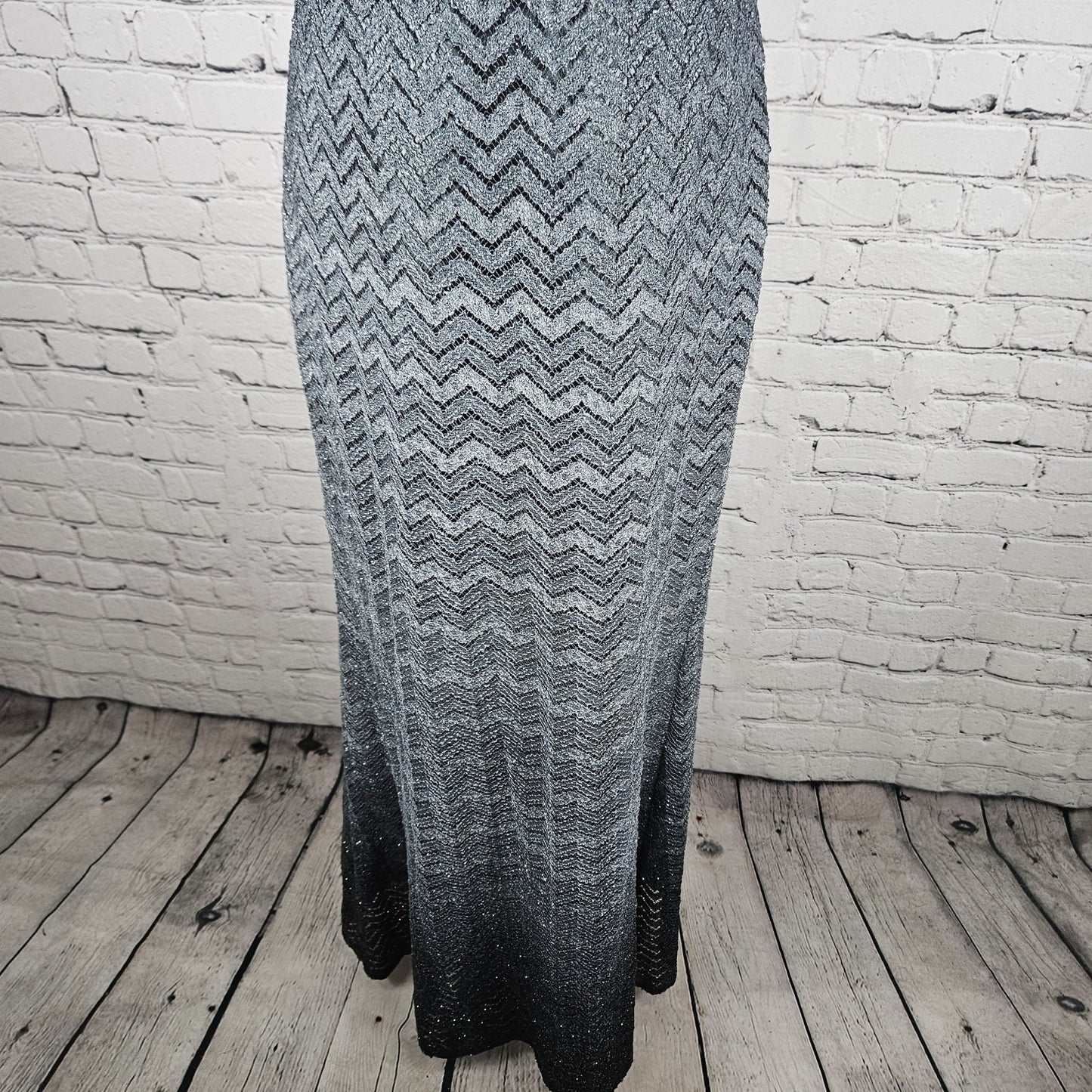 VTG Jump Apparel Wendye Chaitin Grey Ombre Shimmer Strapless Long Dress US 17/18