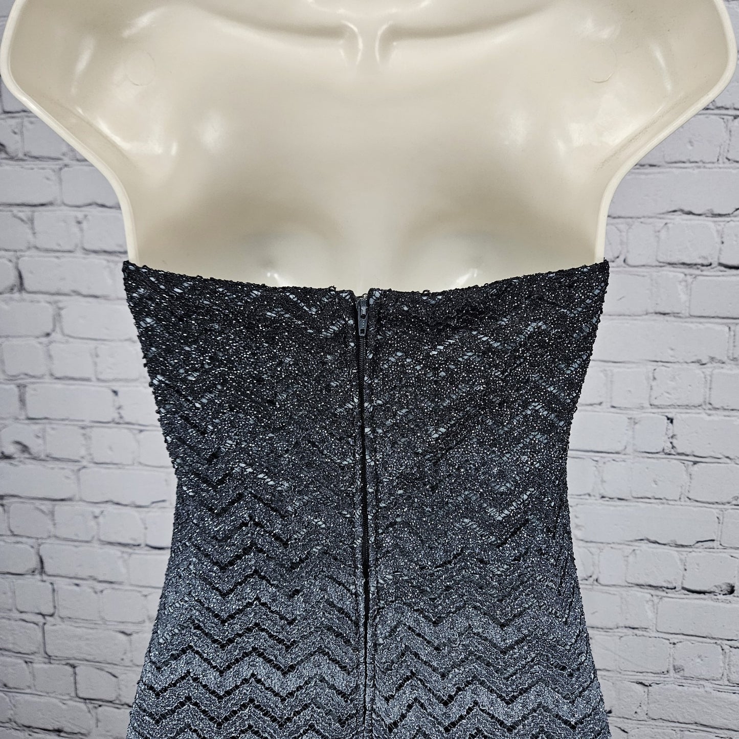 VTG Jump Apparel Wendye Chaitin Grey Ombre Shimmer Strapless Long Dress US 17/18