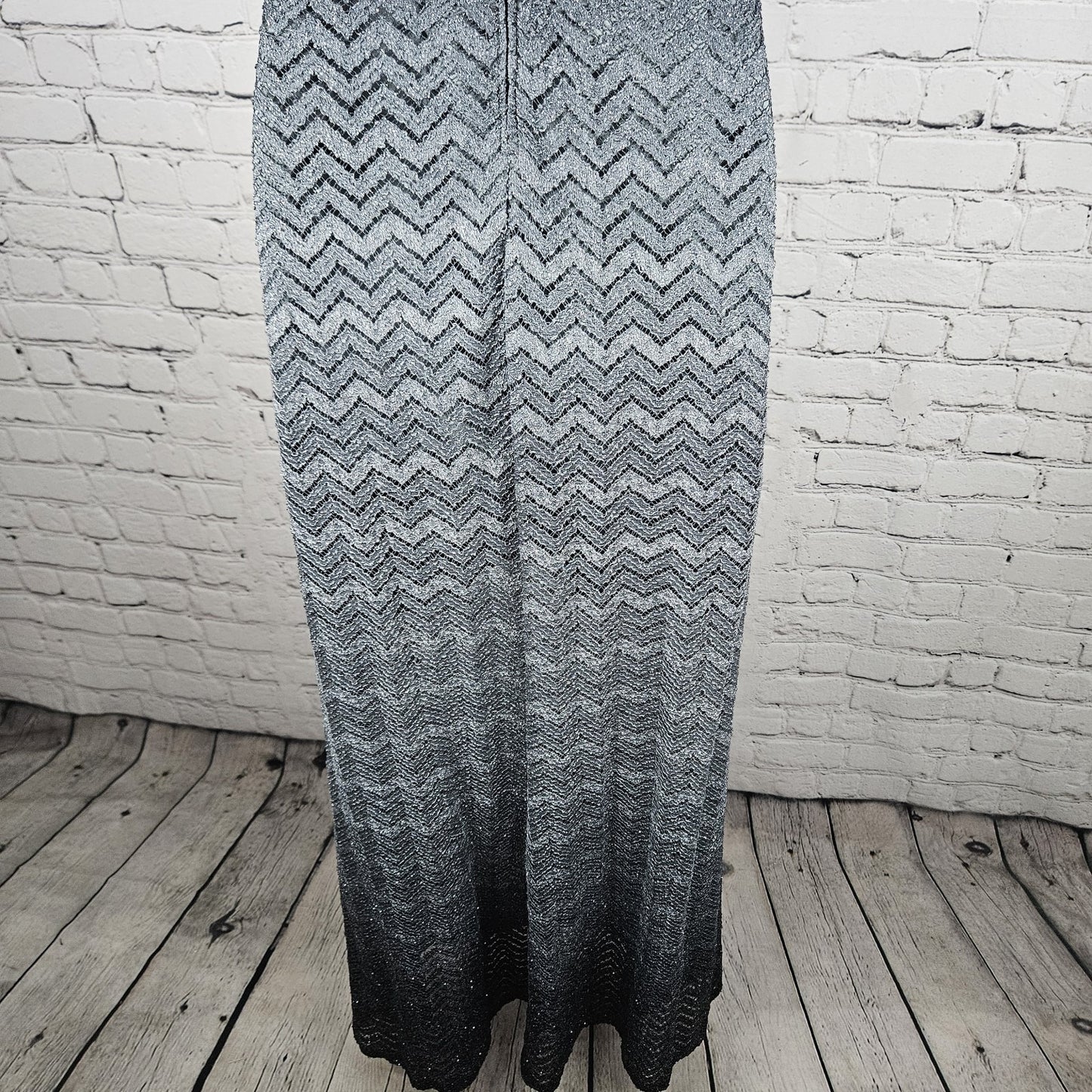 VTG Jump Apparel Wendye Chaitin Grey Ombre Shimmer Strapless Long Dress US 17/18
