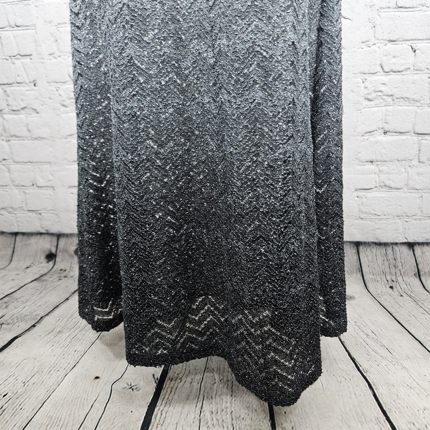 VTG Jump Apparel Wendye Chaitin Grey Ombre Shimmer Strapless Long Dress US 17/18
