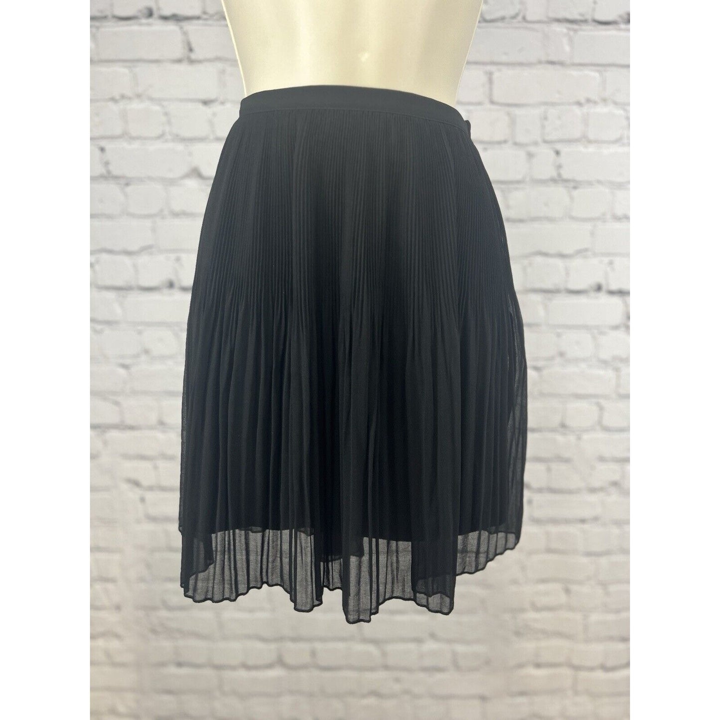 Zara Basic Collection Black Accordion Pleated Short Sheer Side Zip Skirt Size S