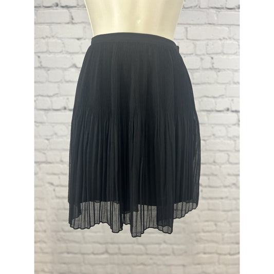 Zara Basic Collection Black Accordion Pleated Short Sheer Side Zip Skirt Size S