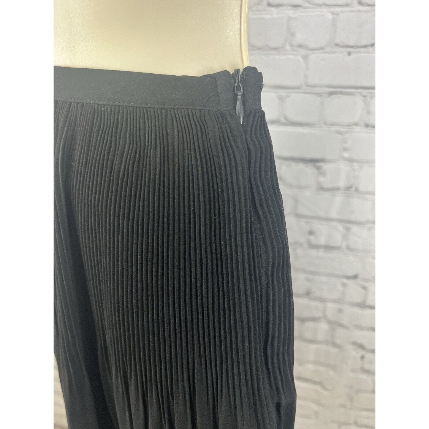 Zara Basic Collection Black Accordion Pleated Short Sheer Side Zip Skirt Size S