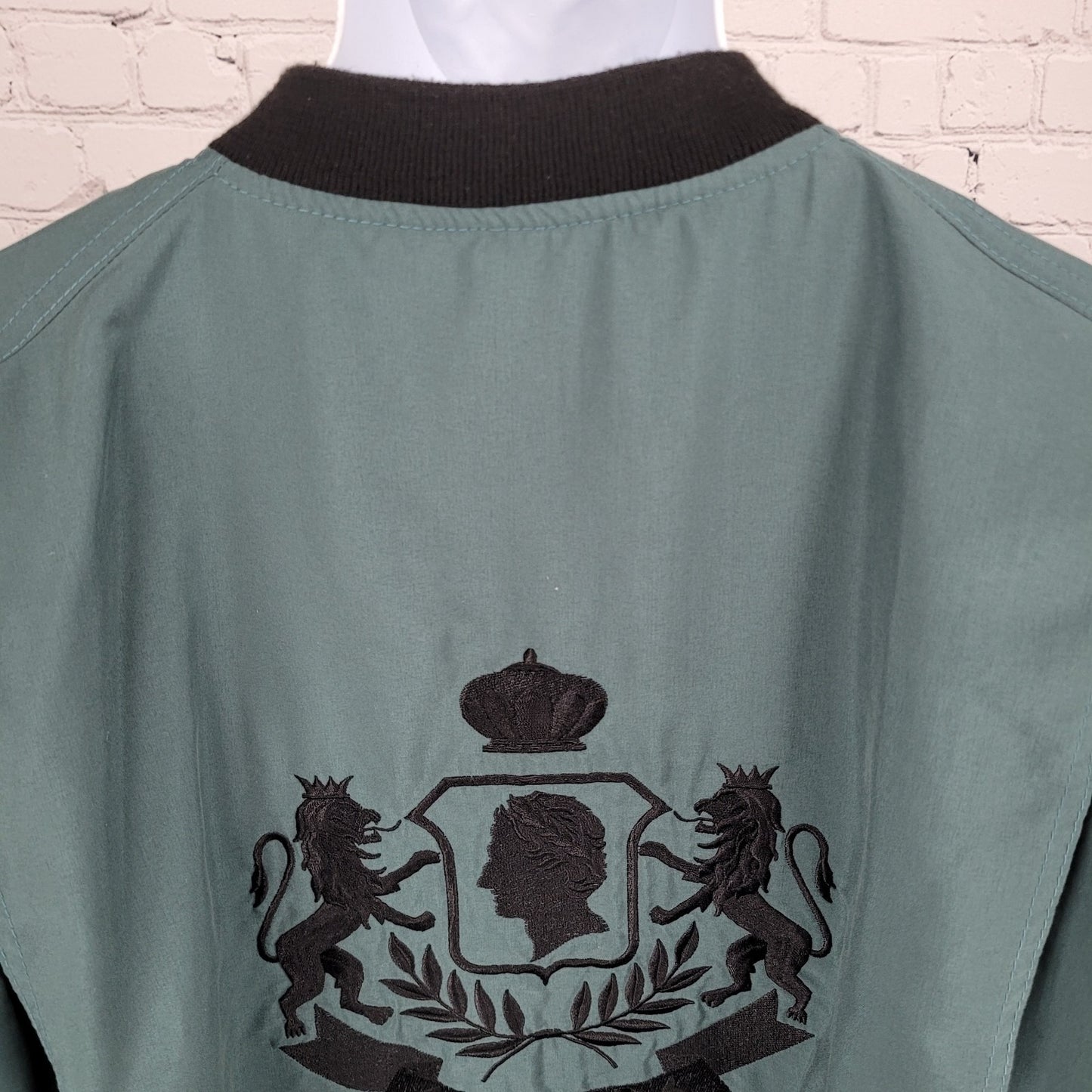 VTG Caesars Green Embroidered Logos Lightweight Full Zip Bomber Jacket Size 2XL