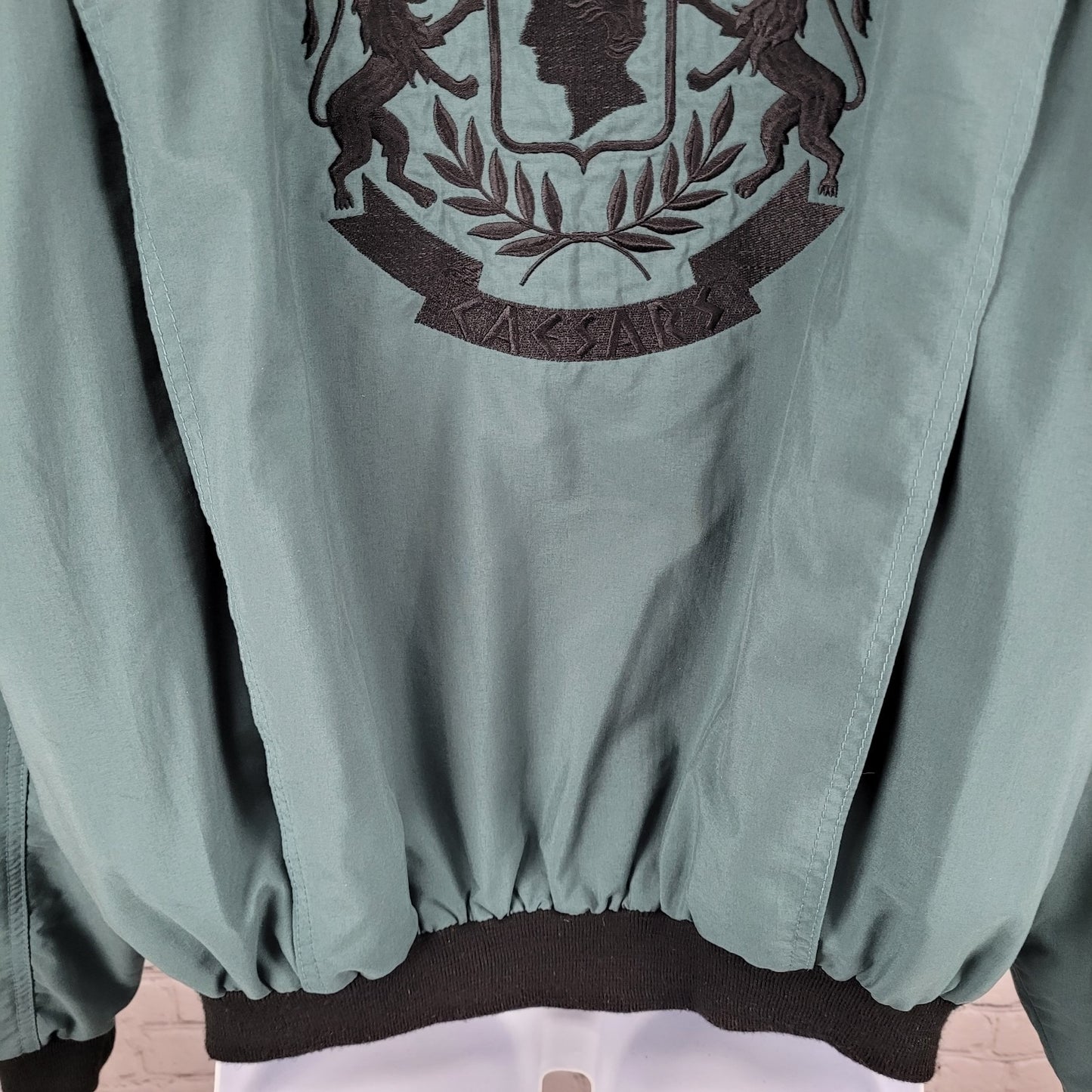 VTG Caesars Green Embroidered Logos Lightweight Full Zip Bomber Jacket Size 2XL