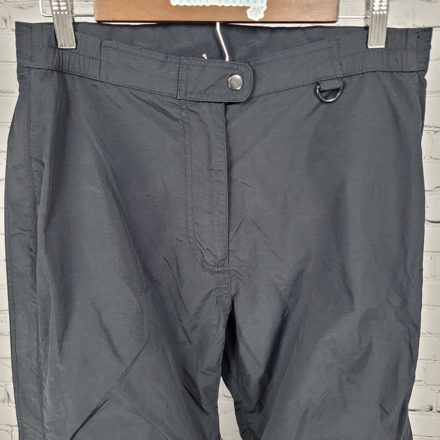 Obermeyer Black Adjustable Waist Zip Pocket Snow Ski Pants Size 10 (31x30)