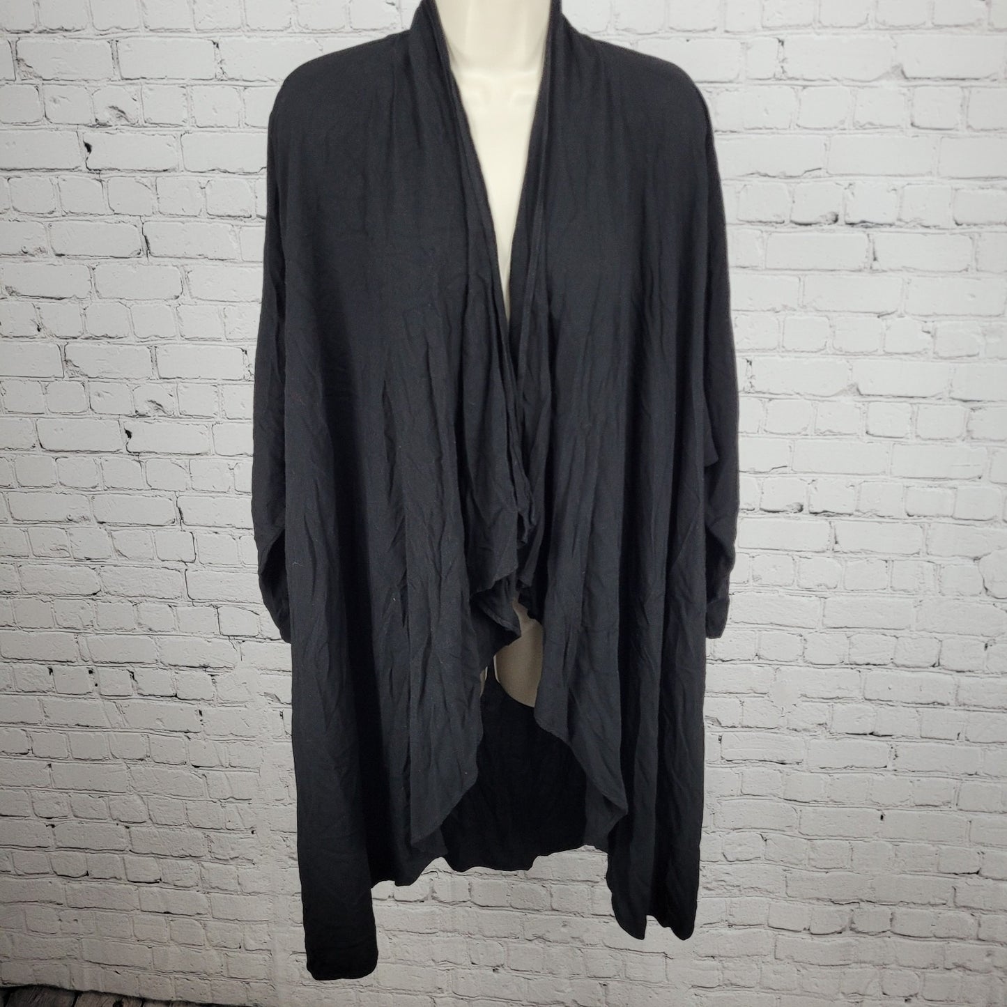 VTG Oasis Natural Fibers Black Open Lightweight Duster Cardigan Robe USA Small