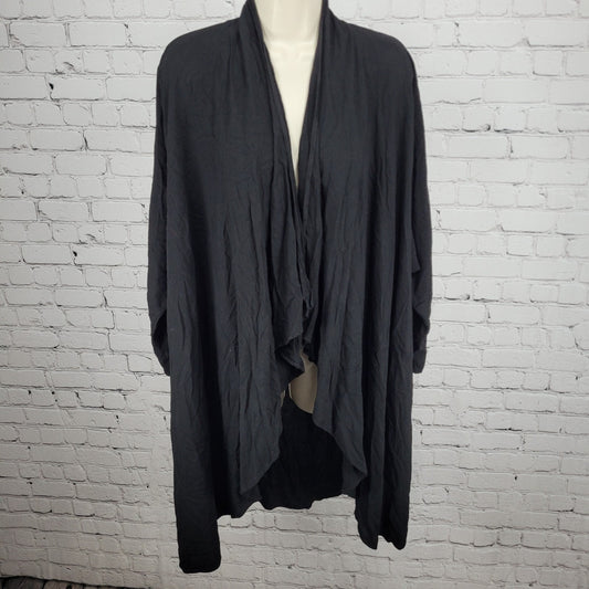 VTG Oasis Natural Fibers Black Open Lightweight Duster Cardigan Robe USA Small