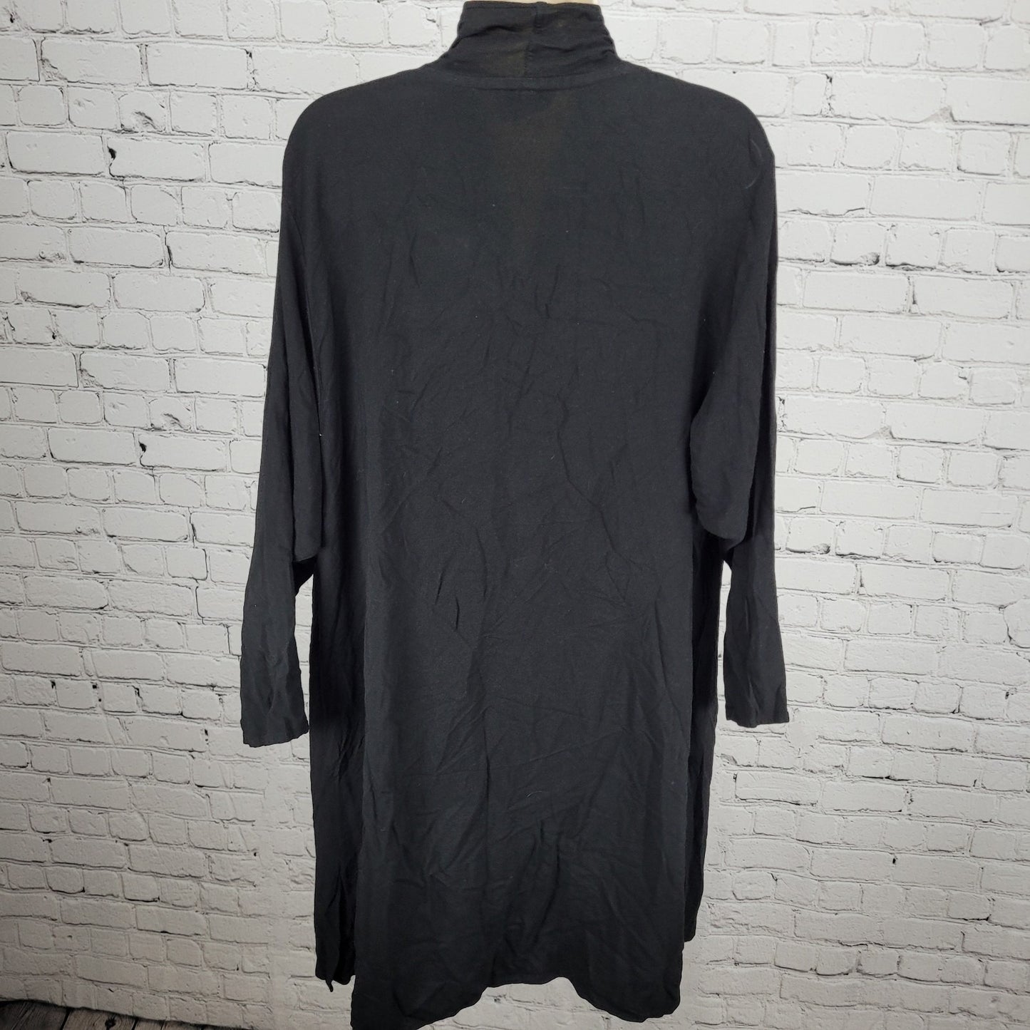 VTG Oasis Natural Fibers Black Open Lightweight Duster Cardigan Robe USA Small