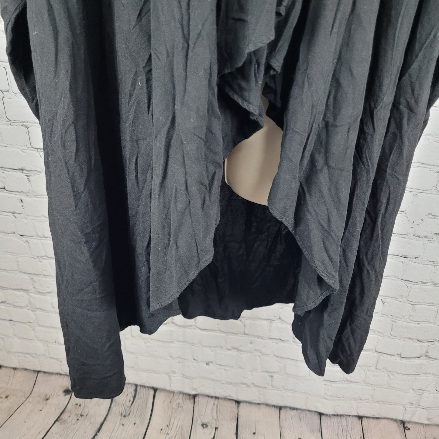 VTG Oasis Natural Fibers Black Open Lightweight Duster Cardigan Robe USA Small