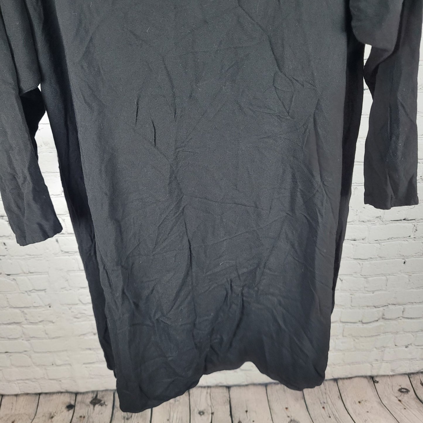 VTG Oasis Natural Fibers Black Open Lightweight Duster Cardigan Robe USA Small