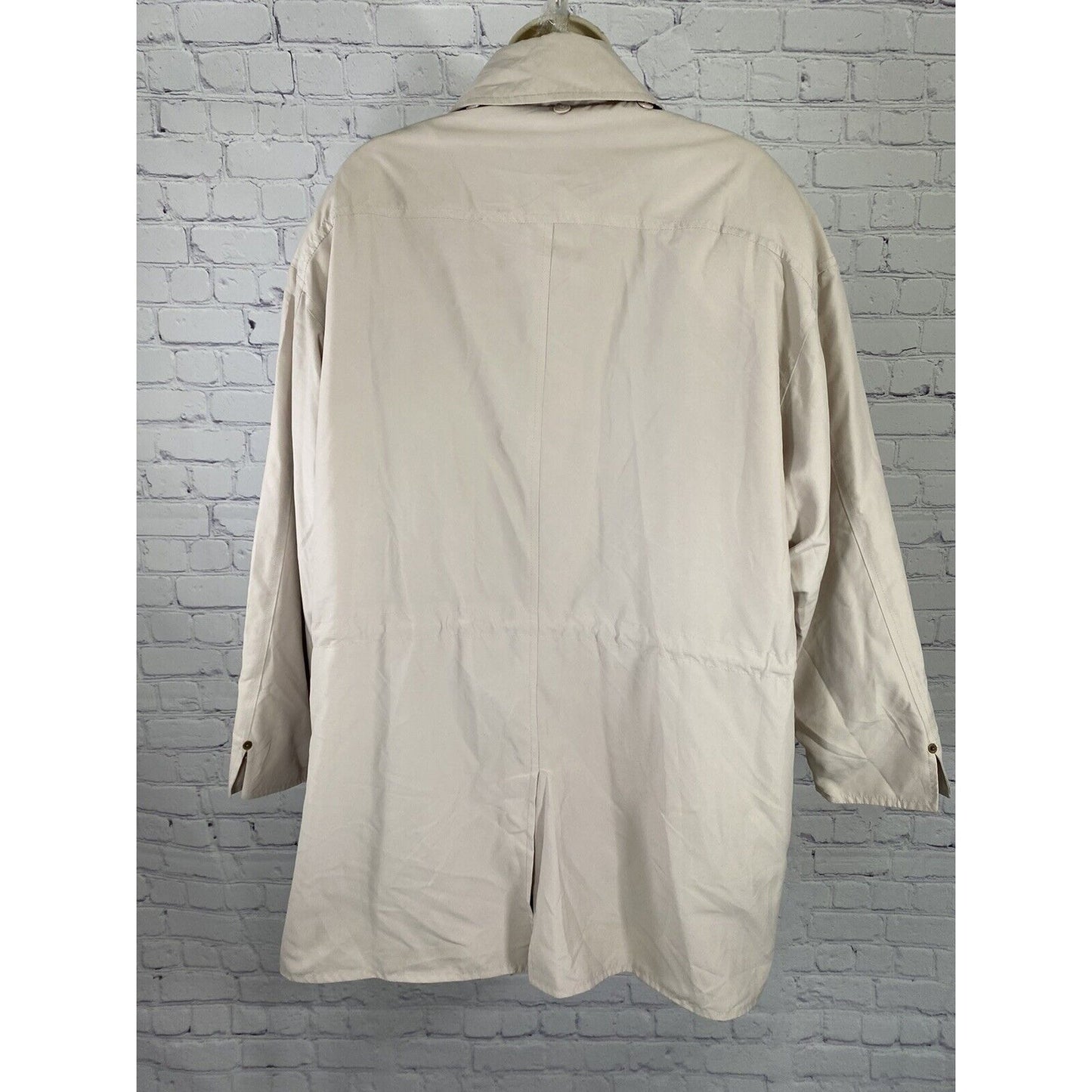 Elan Beige Removeable Lining Collared Zip Up Waist Tie Coat Size 14