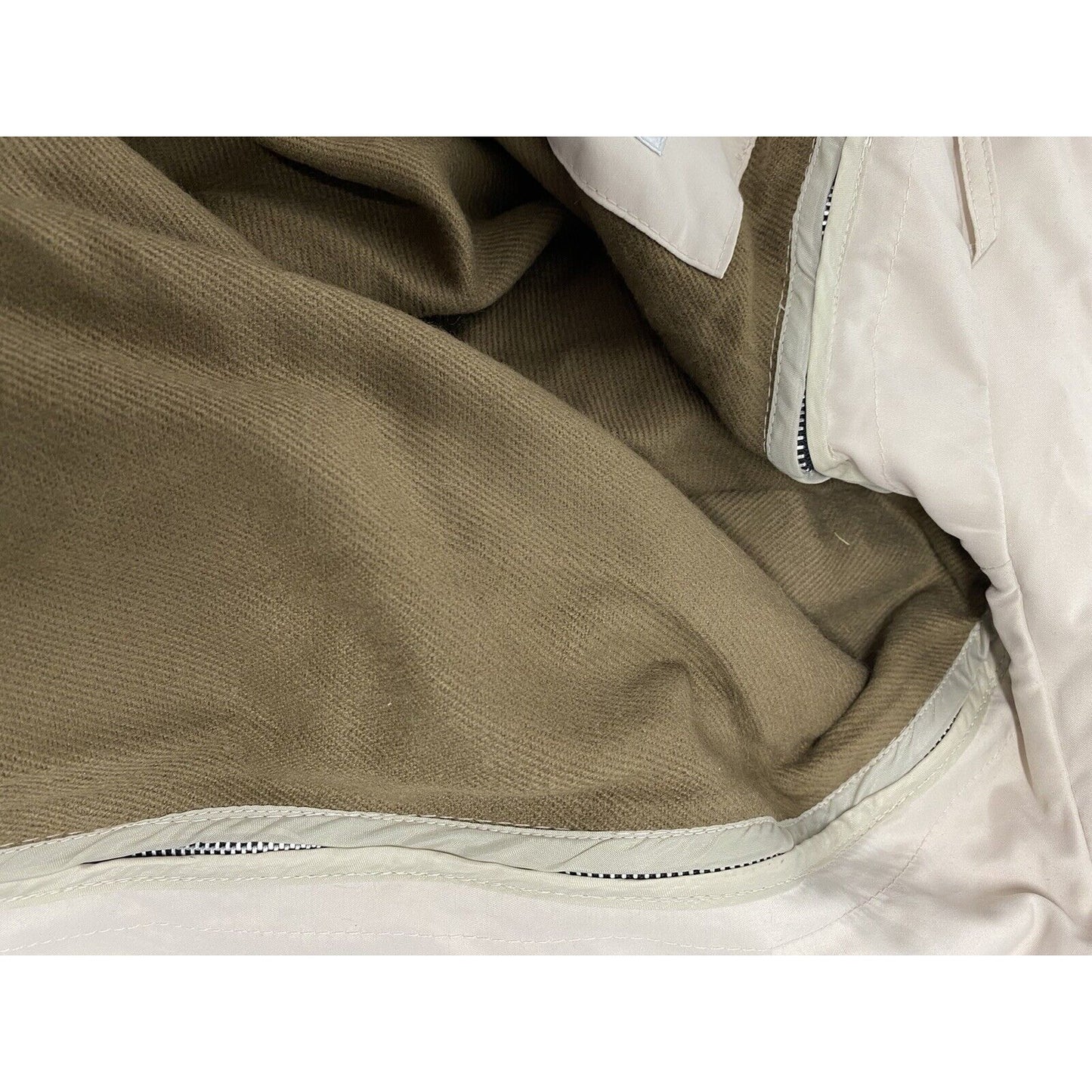 Elan Beige Removeable Lining Collared Zip Up Waist Tie Coat Size 14
