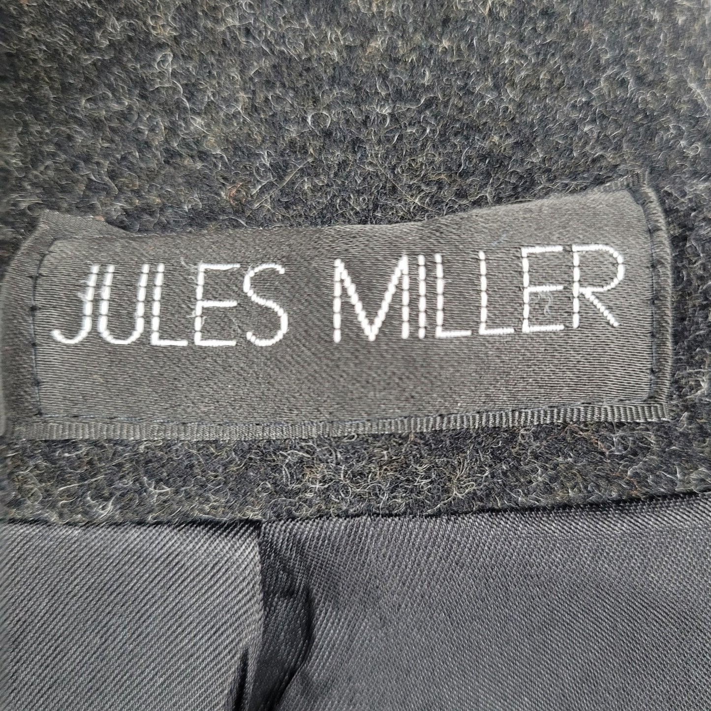 VTG Jules Miller Grey 100% Wool Buttoned Pockets Lined Long Over Coat USA Large