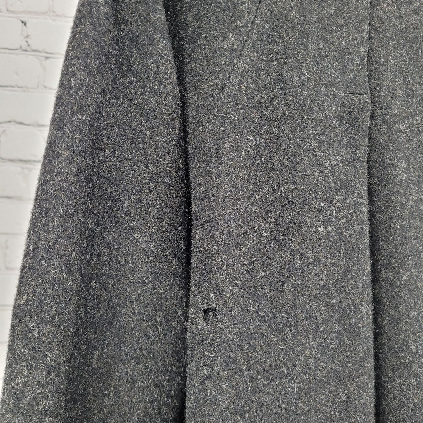 VTG Jules Miller Grey 100% Wool Buttoned Pockets Lined Long Over Coat USA Large