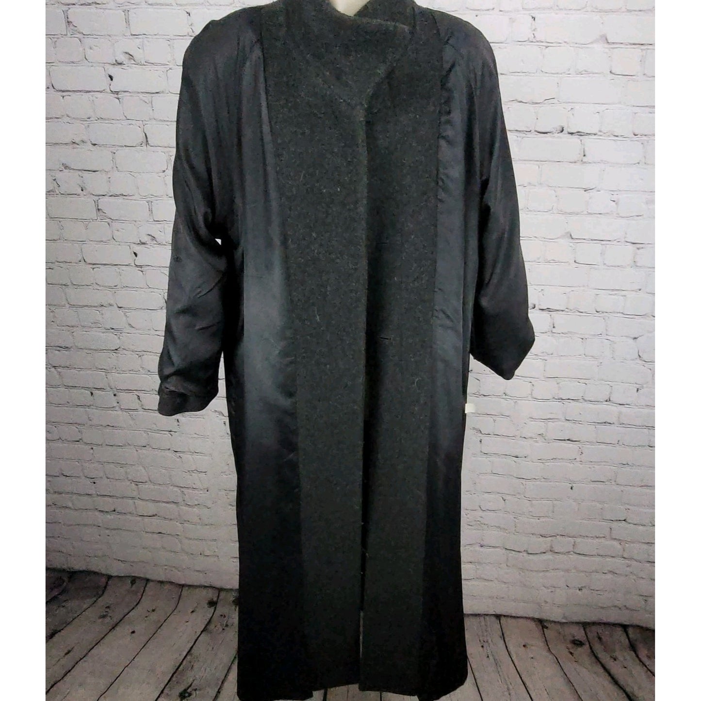 VTG Jules Miller Grey 100% Wool Buttoned Pockets Lined Long Over Coat USA Large