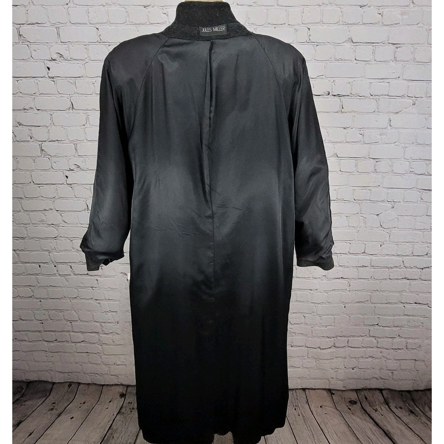 VTG Jules Miller Grey 100% Wool Buttoned Pockets Lined Long Over Coat USA Large