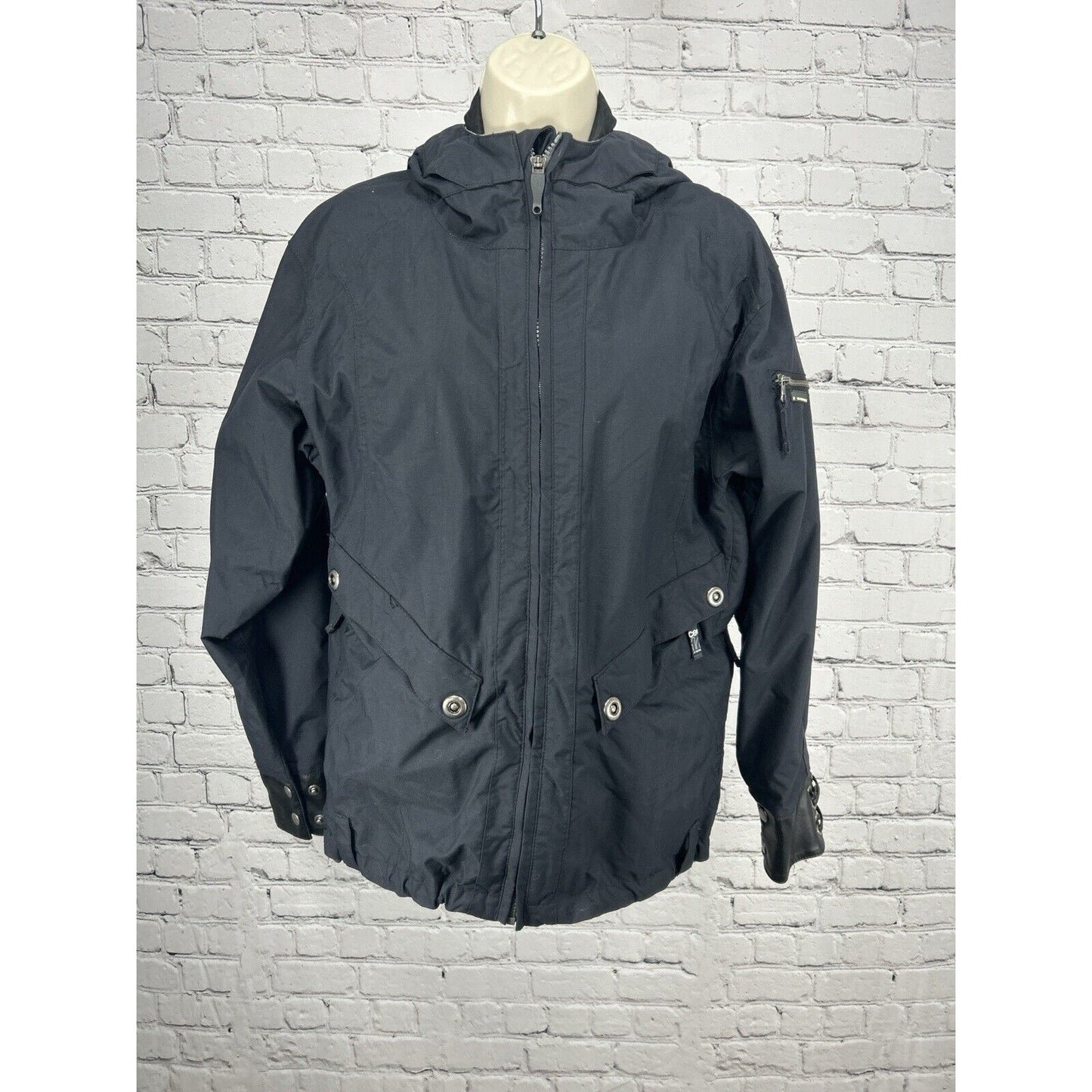 Ride Cell 10 Series Black Hooded Adjustable Waist Snowboard Jacket Womens Medium