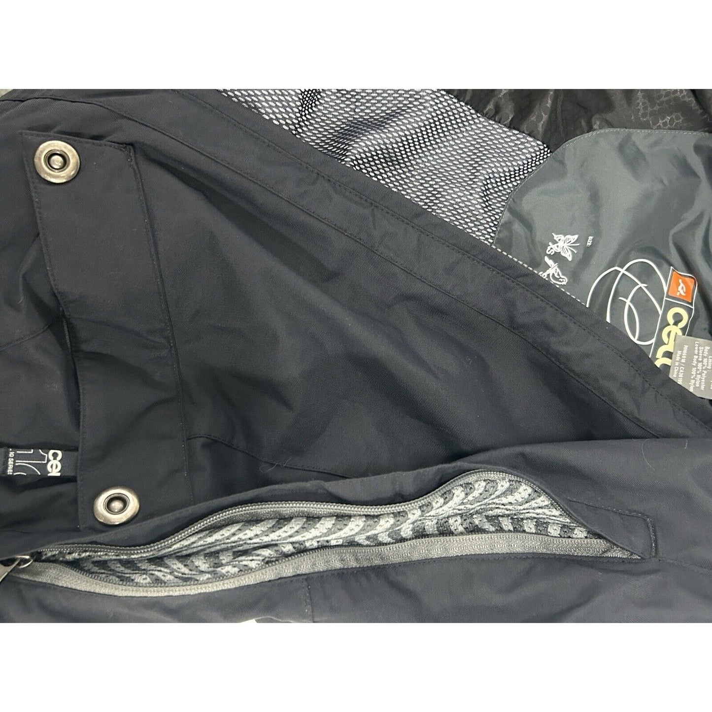 Ride Cell 10 Series Black Hooded Adjustable Waist Snowboard Jacket Womens Medium