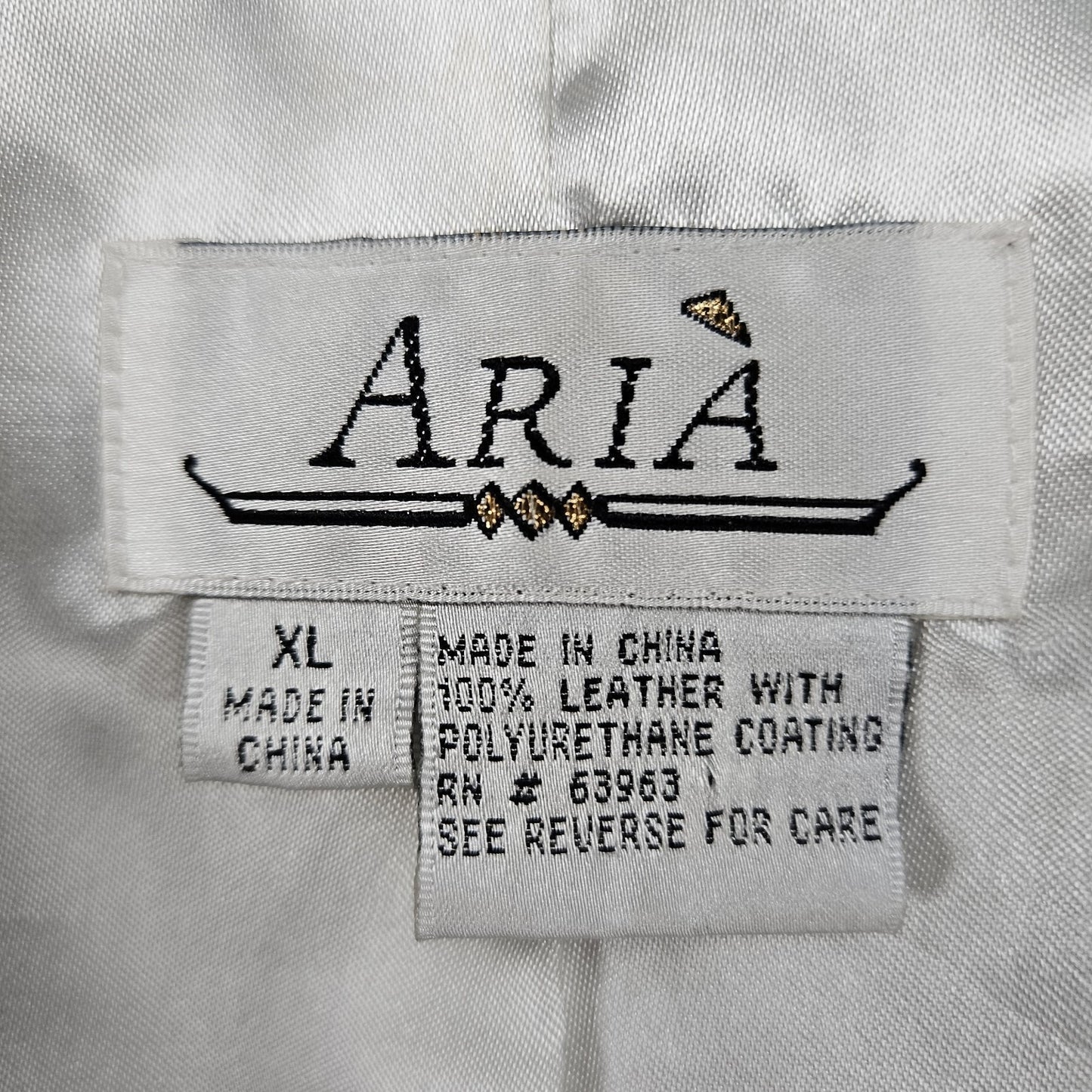 Aria White Genuine Leather Coated Biker Moto Full Zip Point Collared Jacket XL