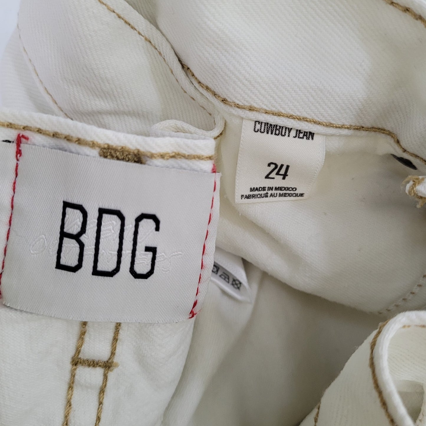 BDG Urban Outfitters White Denim Cowboy Jean 100% Cotton Size 24 (24x30)