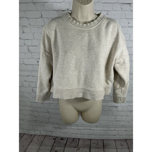 MWL Madewell Beige Cropped Pullover Sweatshirt Organic Cotton Blend Women’s S